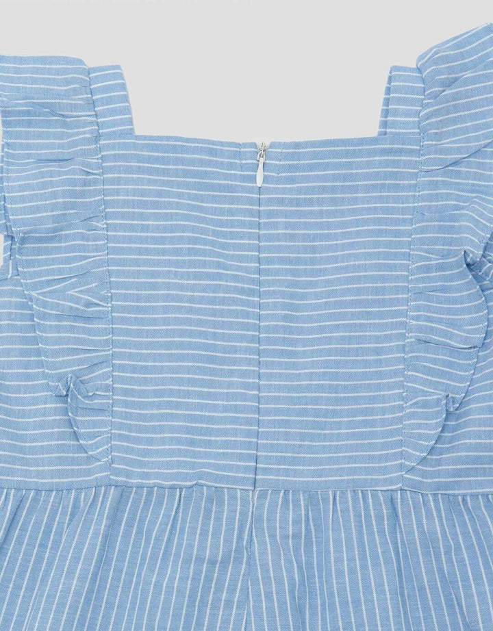 Little M Woven Chembrey Salur Jumpsuit Bayi