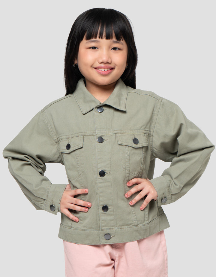 Suko Lengan Panjang Jaket Denim Anak Perempuan