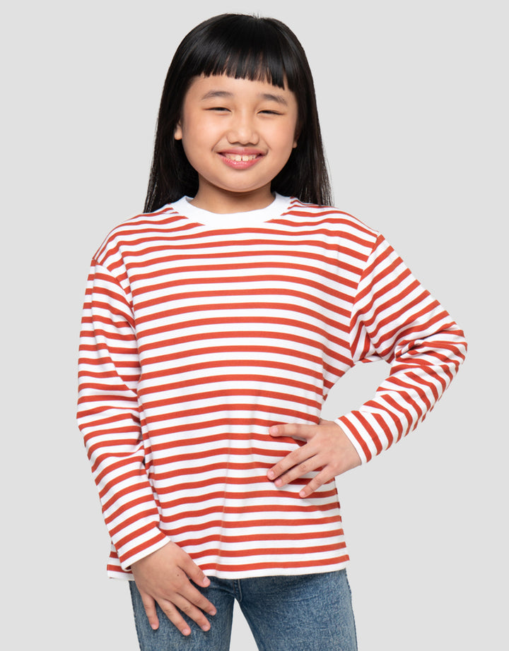 SUKO GARIS KERAH BULAT KAOS ANAK PEREMPUAN