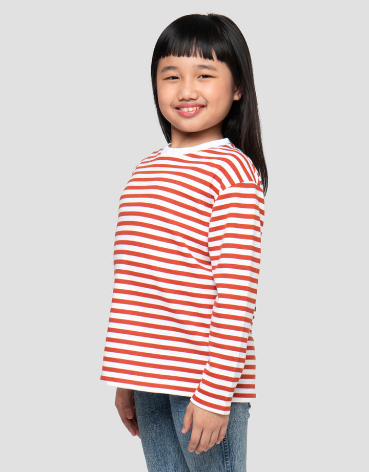 SUKO GARIS KERAH BULAT KAOS ANAK PEREMPUAN