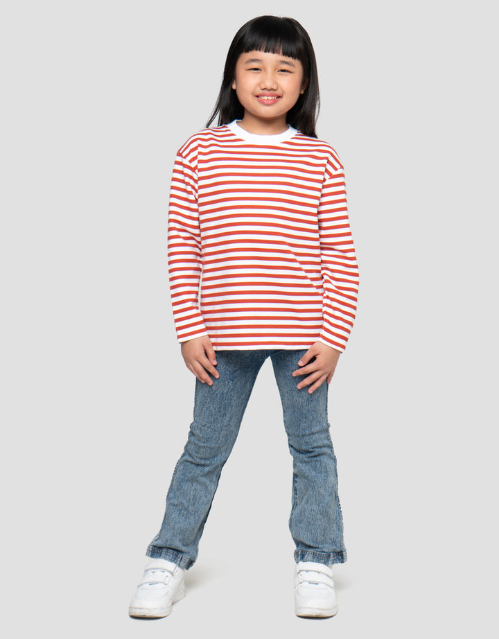 SUKO GARIS KERAH BULAT KAOS ANAK PEREMPUAN
