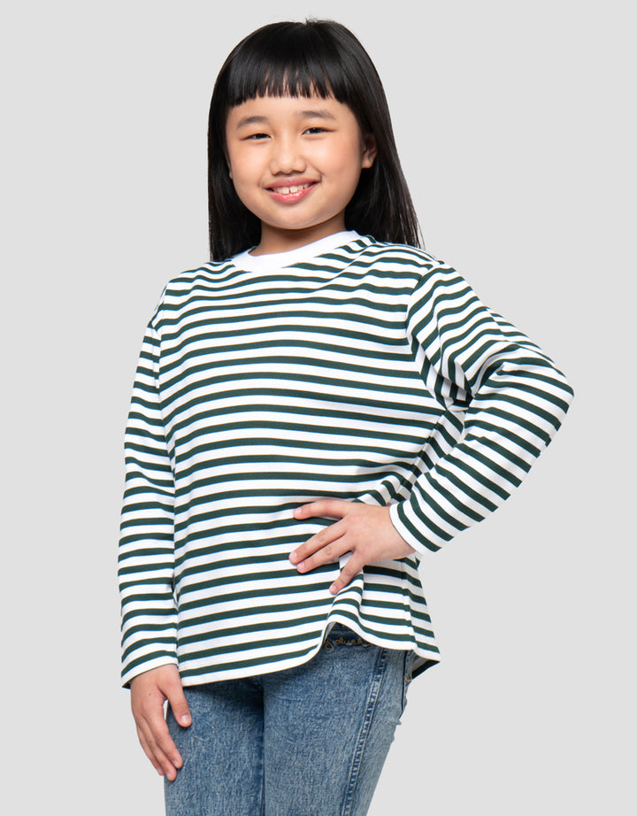 SUKO GARIS KERAH BULAT KAOS ANAK PEREMPUAN