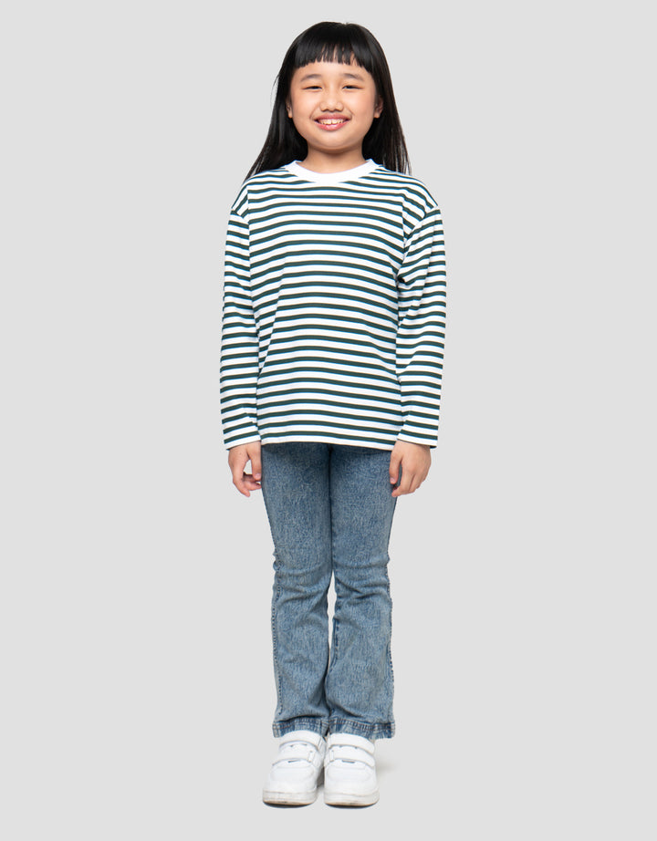 SUKO GARIS KERAH BULAT KAOS ANAK PEREMPUAN