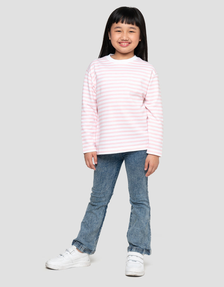SUKO GARIS KERAH BULAT KAOS ANAK PEREMPUAN