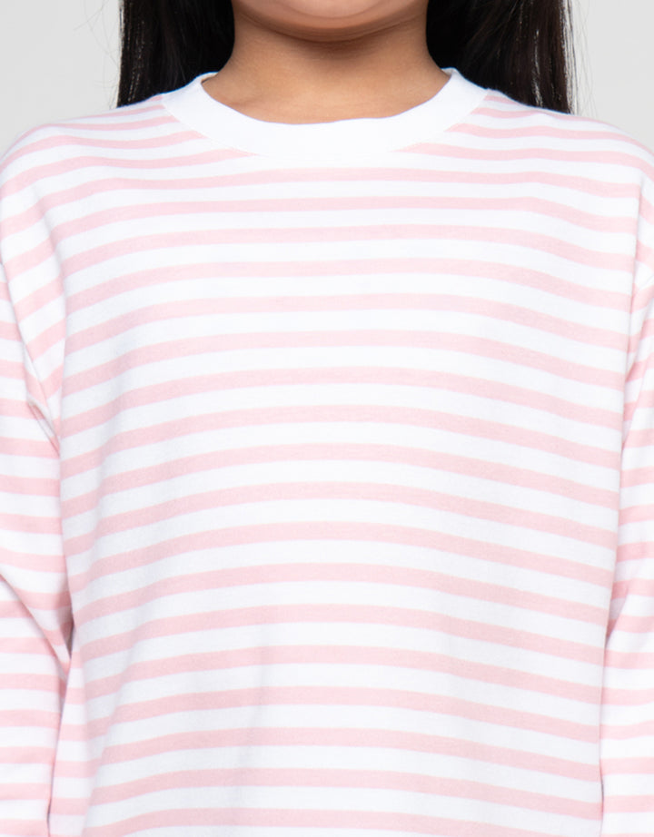 SUKO GARIS KERAH BULAT KAOS ANAK PEREMPUAN