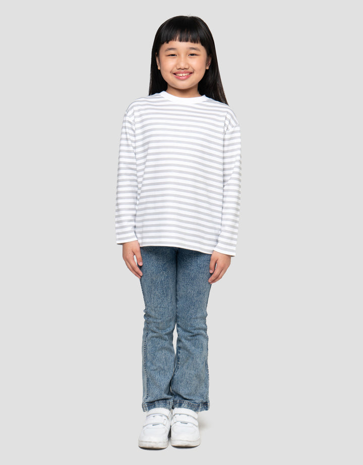 SUKO GARIS KERAH BULAT KAOS ANAK PEREMPUAN