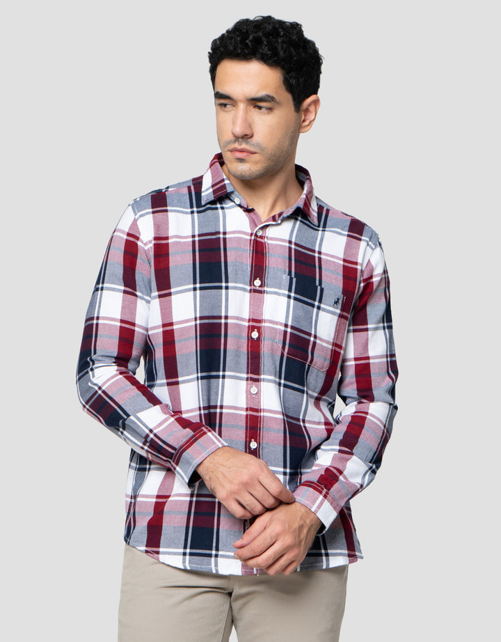 Lois Print Check Kemeja Lengan Panjang Pria