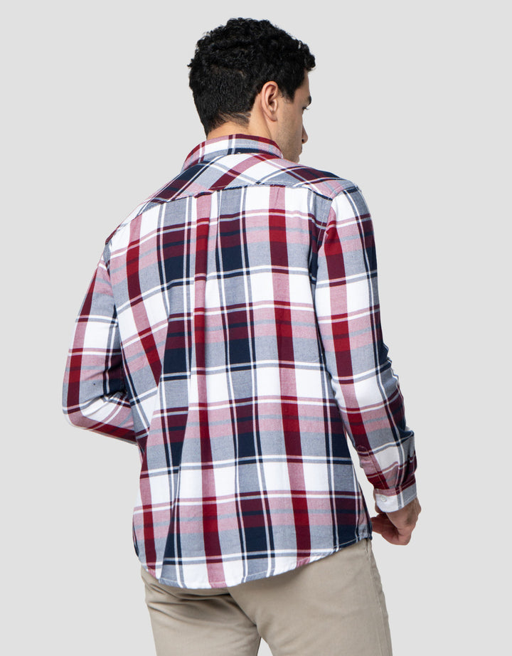 Lois Print Check Kemeja Lengan Panjang Pria