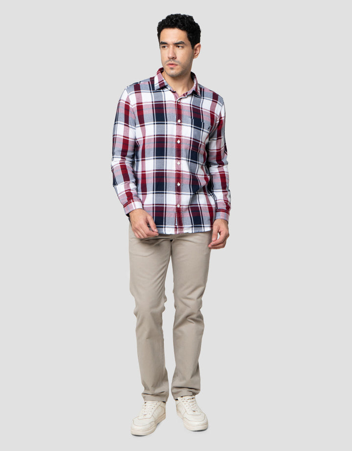 Lois Print Check Kemeja Lengan Panjang Pria