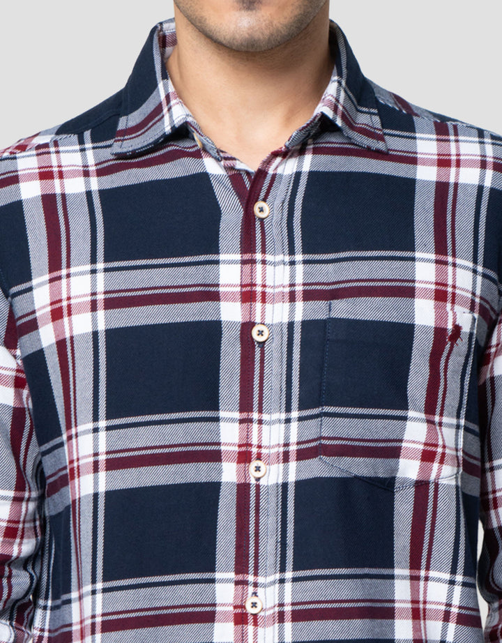 Lois Full Print Check Kemeja Lengan Panjang Pria