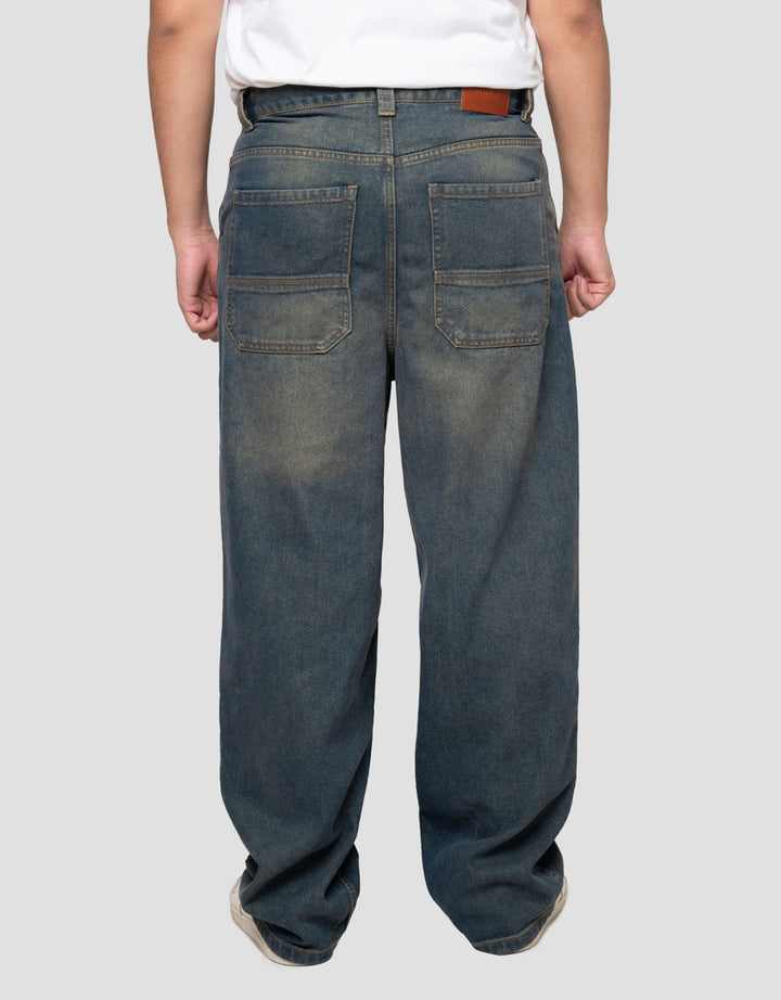 Nevada Basic Vintage Supper Baggy Fit Celana Denim Pria