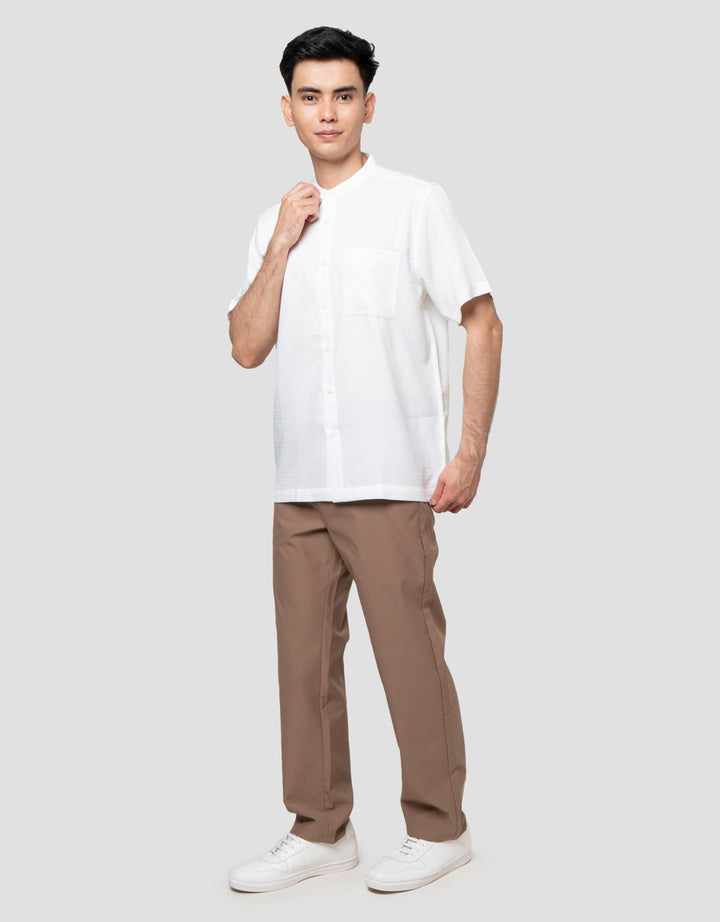 Cole Mandarin Collar Texture Waffle Kemeja Pria