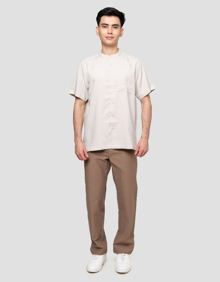 Cole Mandarin Collar Texture Waffle Kemeja Pria