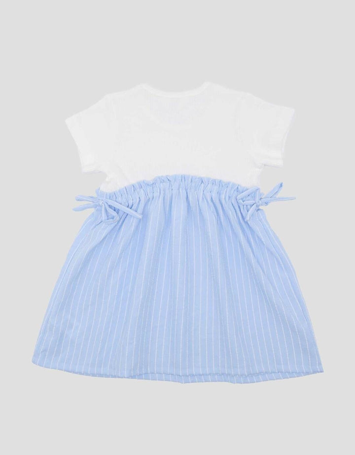 Little M Woven Knitt Mix Salur Dress Bayi