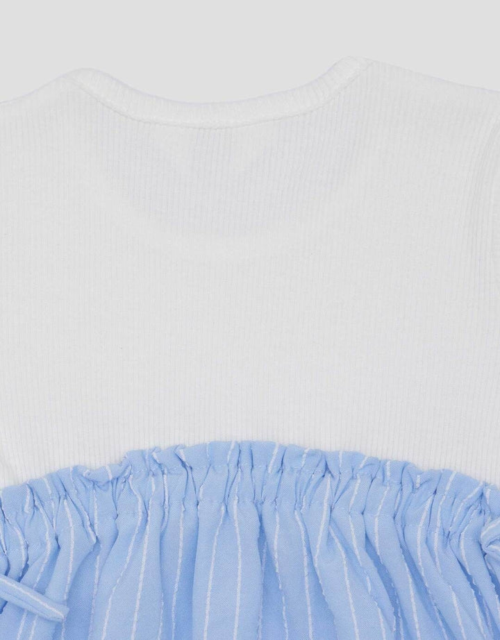 Little M Woven Knitt Mix Salur Dress Bayi