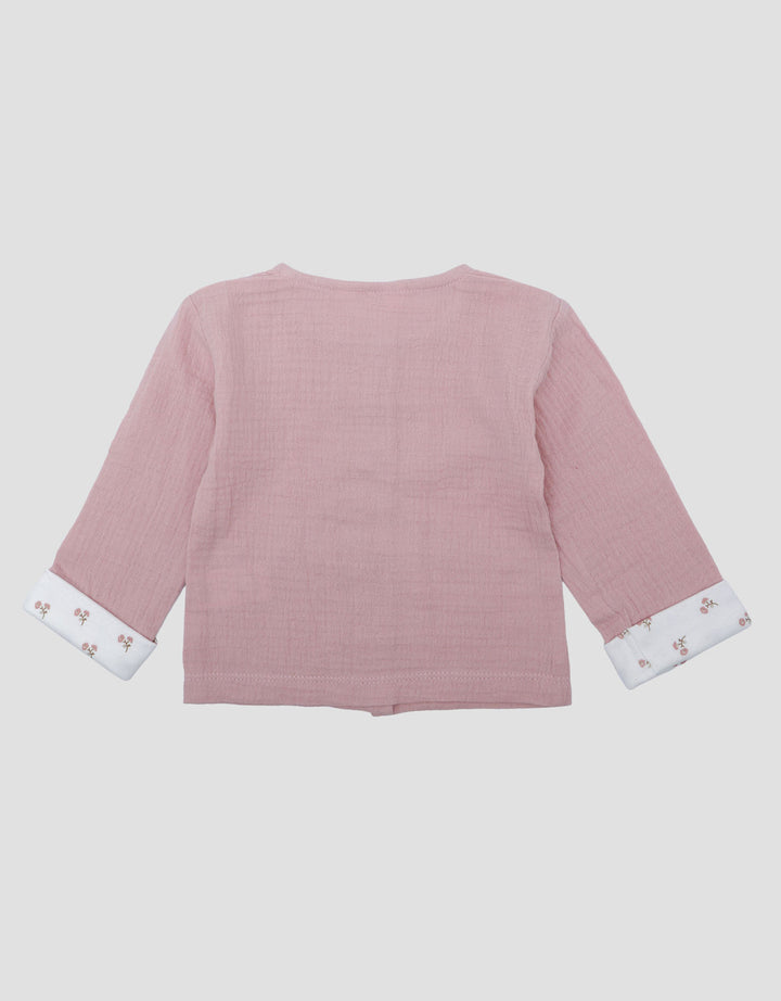 Little M Double Layer With Flower Print Jaket Cardigan Bayi