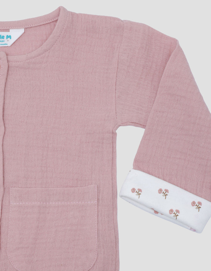 Little M Double Layer With Flower Print Jaket Cardigan Bayi