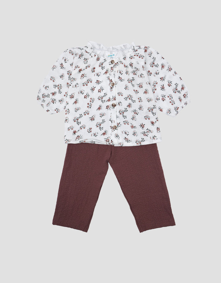 Little M Woven Fullprint Flowers Pakaian Setelan Bayi