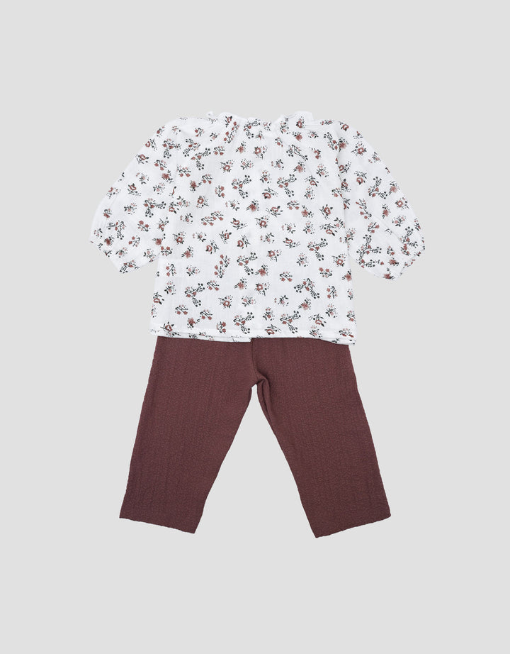 Little M Woven Fullprint Flowers Pakaian Setelan Bayi