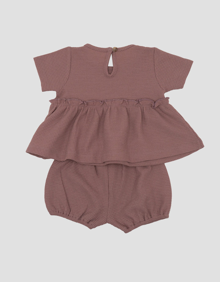 Little M Knitt Waffle With Ruffle Pakaian Setelan Bayi