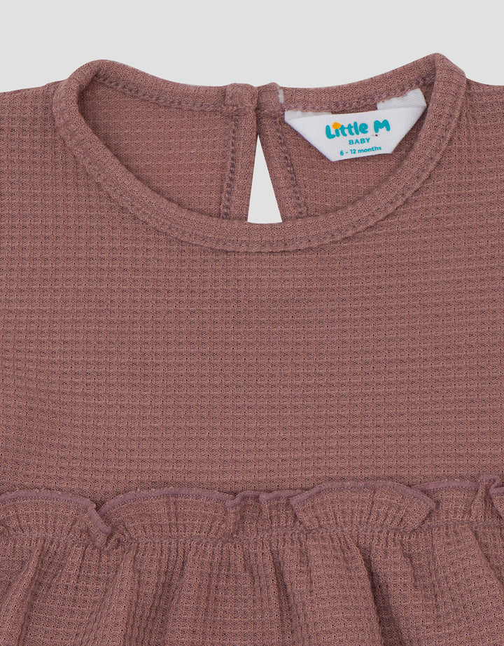 Little M Knitt Waffle With Ruffle Pakaian Setelan Bayi