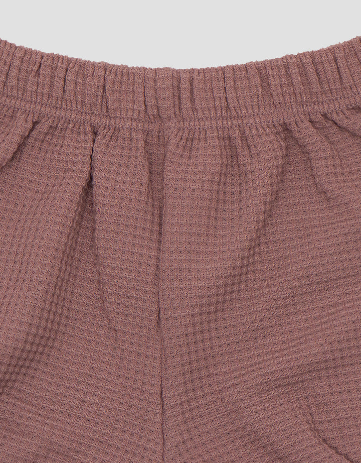 Little M Knitt Waffle With Ruffle Pakaian Setelan Bayi