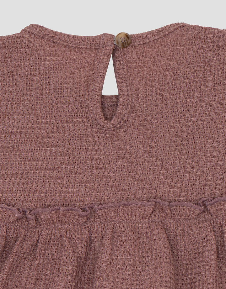 Little M Knitt Waffle With Ruffle Pakaian Setelan Bayi