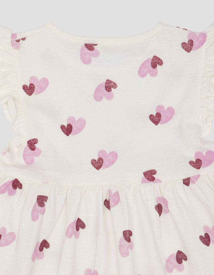 Little M Jersey Fullprint Twin Love Dress Bayi