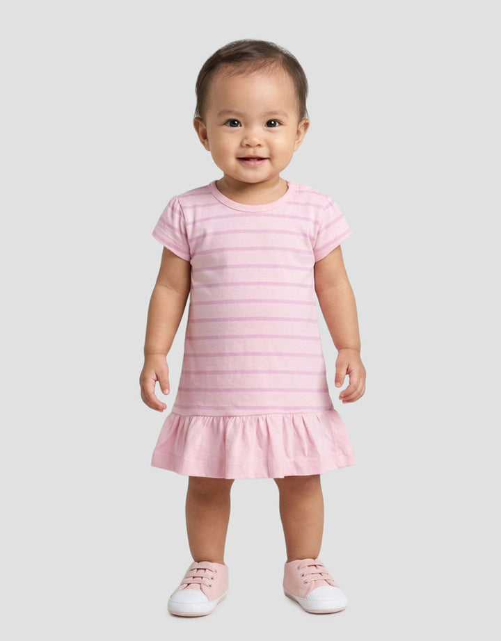 Little M Jersey Fullprint Salur Mini Dress Bayi