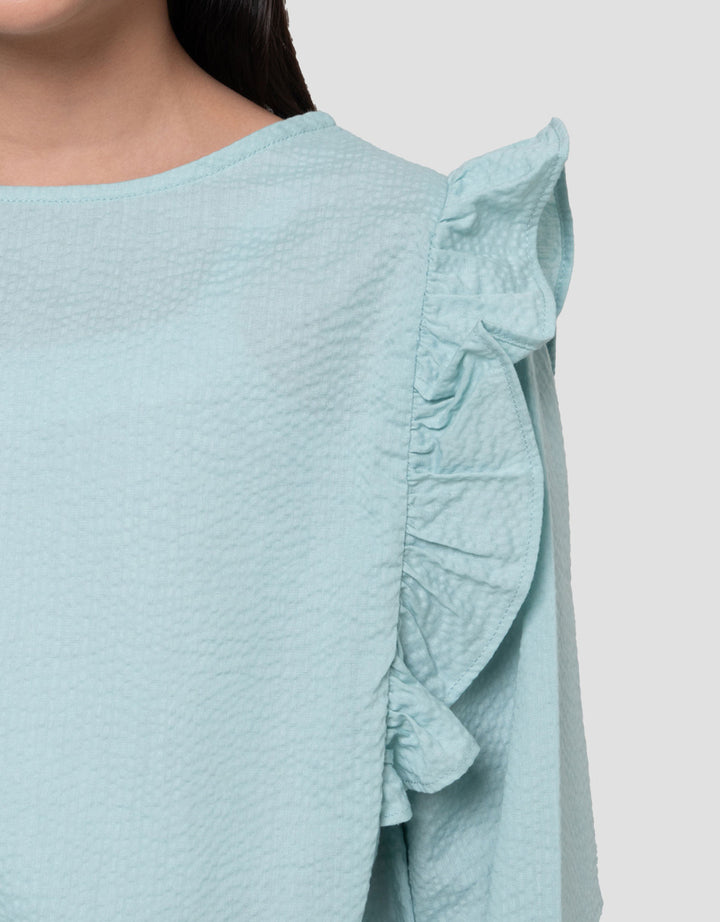 Suko Woven Kerah Bulat Lengan Panjang Blouse Anak Perempuan