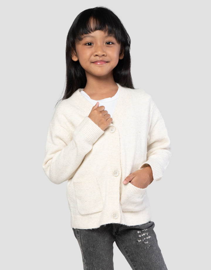 Suko Souffle Yarn Lengan Panjang Jaket Cardigan Anak Perempuan