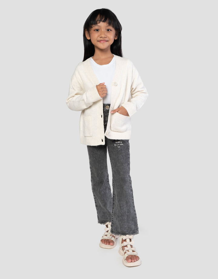 Suko Souffle Yarn Lengan Panjang Jaket Cardigan Anak Perempuan