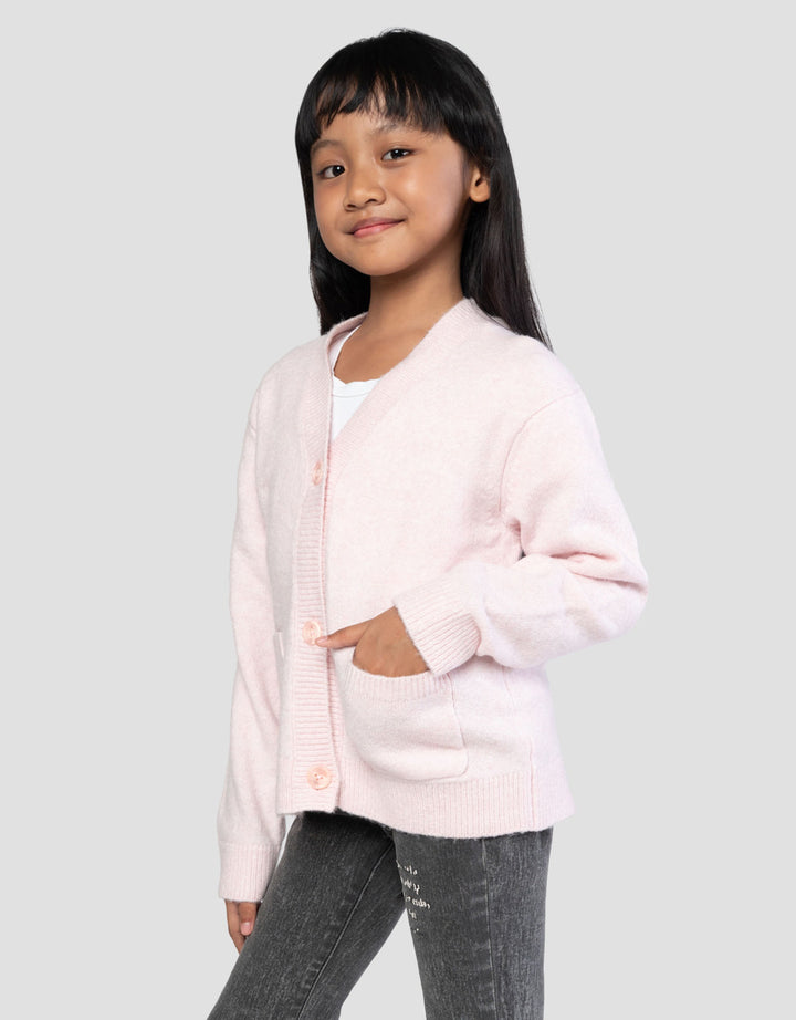 Suko Souffle Yarn Lengan Panjang Jaket Cardigan Anak Perempuan
