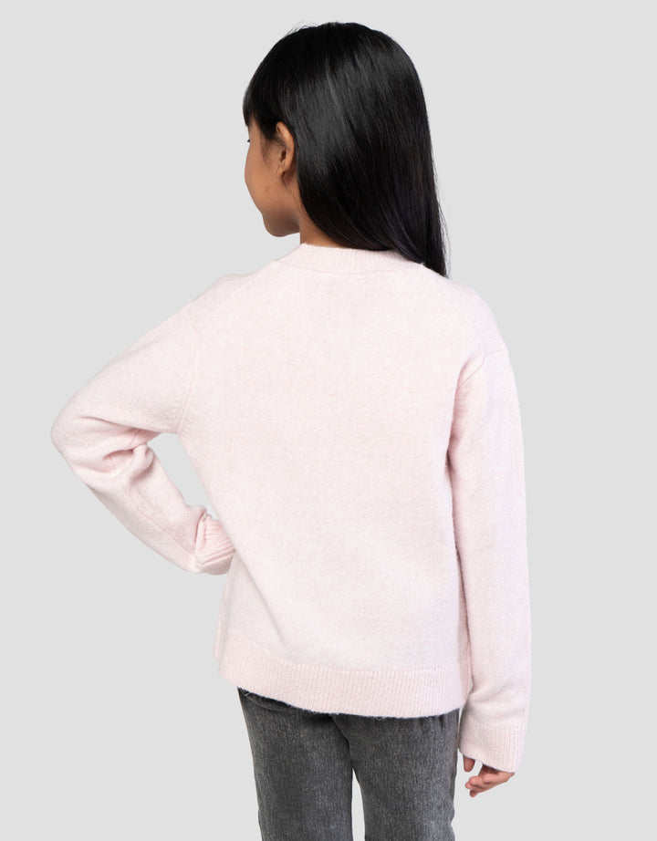 Suko Souffle Yarn Lengan Panjang Jaket Cardigan Anak Perempuan