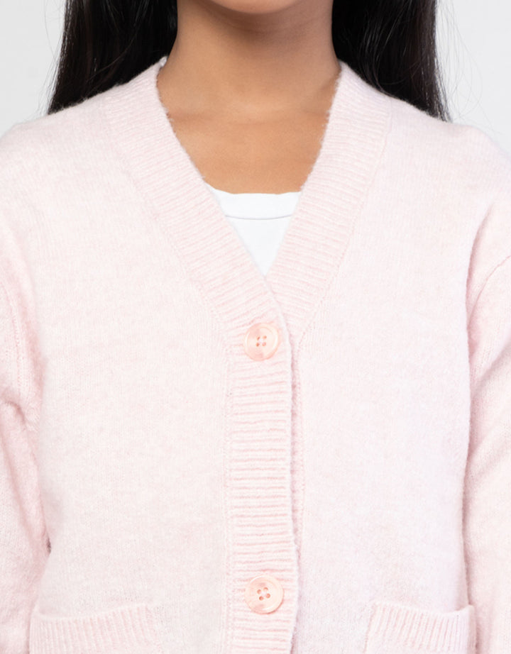 Suko Souffle Yarn Lengan Panjang Jaket Cardigan Anak Perempuan