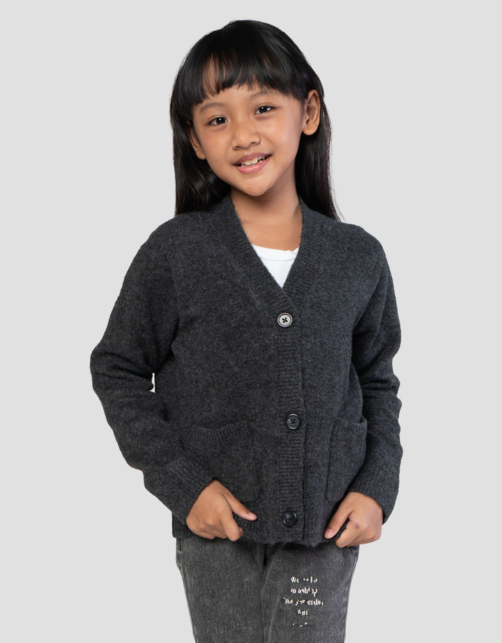 Suko Souffle Yarn Lengan Panjang Jaket Cardigan Anak Perempuan