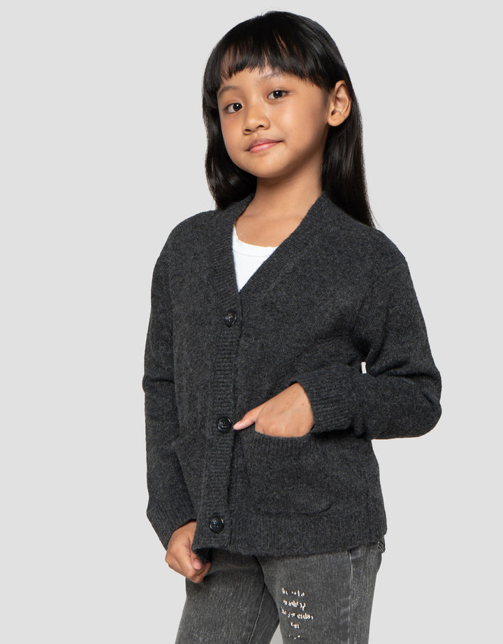 Suko Souffle Yarn Lengan Panjang Jaket Cardigan Anak Perempuan