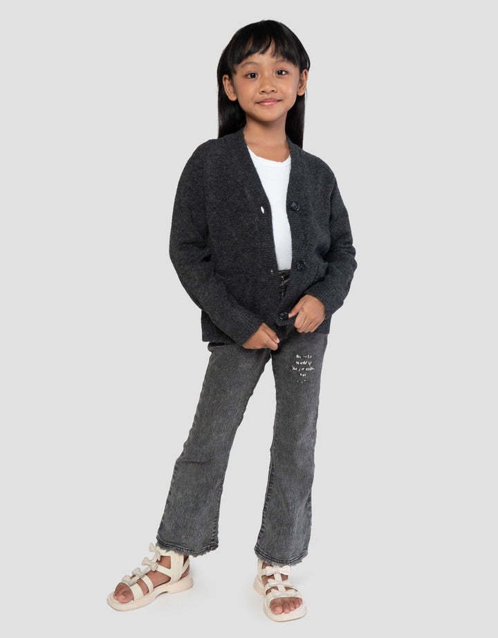 Suko Souffle Yarn Lengan Panjang Jaket Cardigan Anak Perempuan