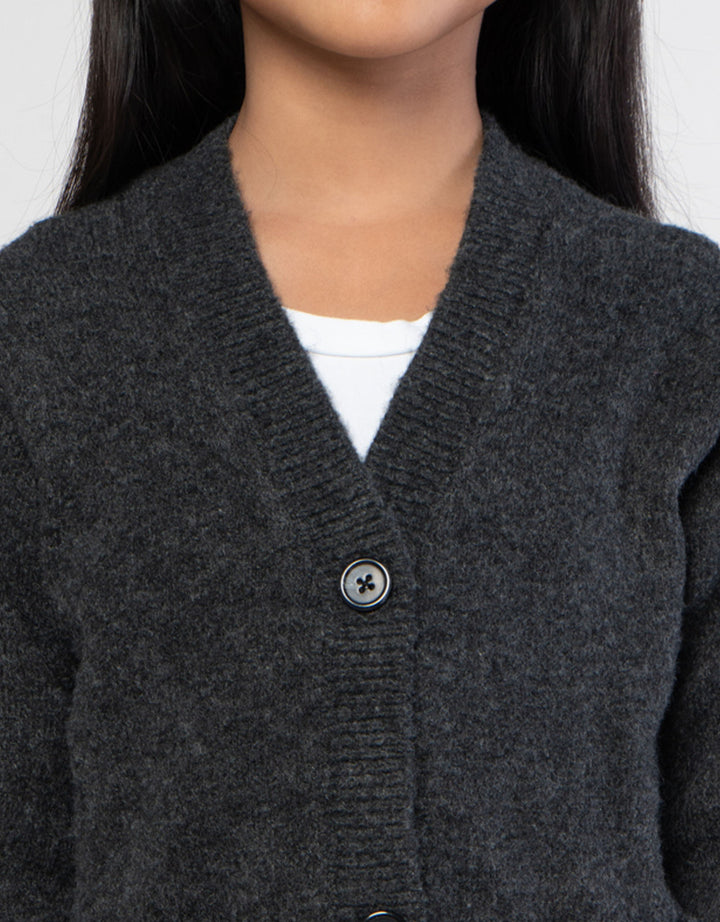 Suko Souffle Yarn Lengan Panjang Jaket Cardigan Anak Perempuan