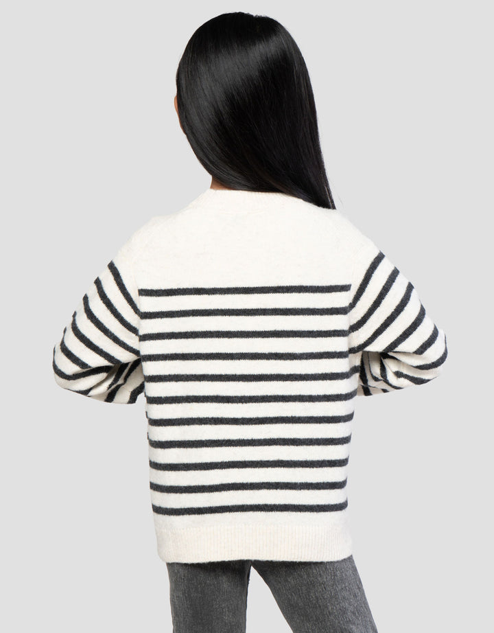 Suko Motif Souffle Yarn Stripe Suko Souffle Yarn  Jaket Cardigan Anak Perempuan