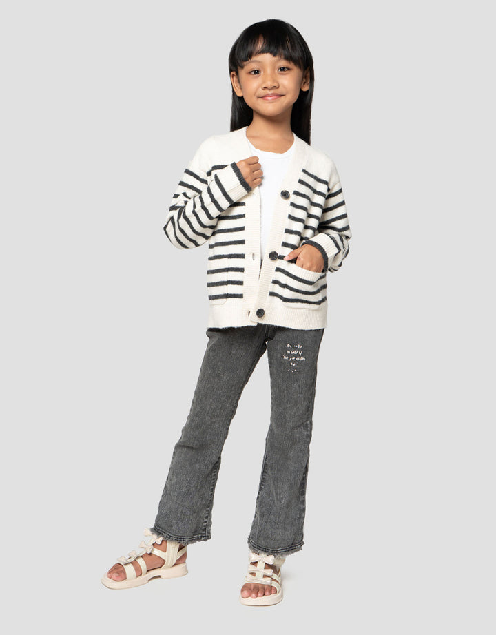 Suko Motif Souffle Yarn Stripe Suko Souffle Yarn  Jaket Cardigan Anak Perempuan