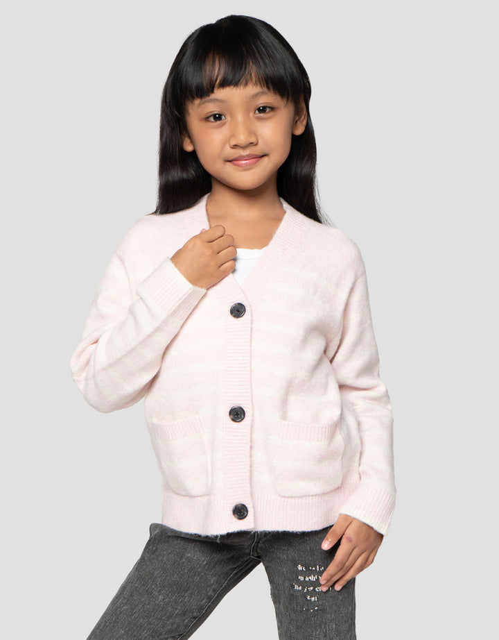 Suko Motif Souffle Yarn Stripe Suko Souffle Yarn  Jaket Cardigan Anak Perempuan
