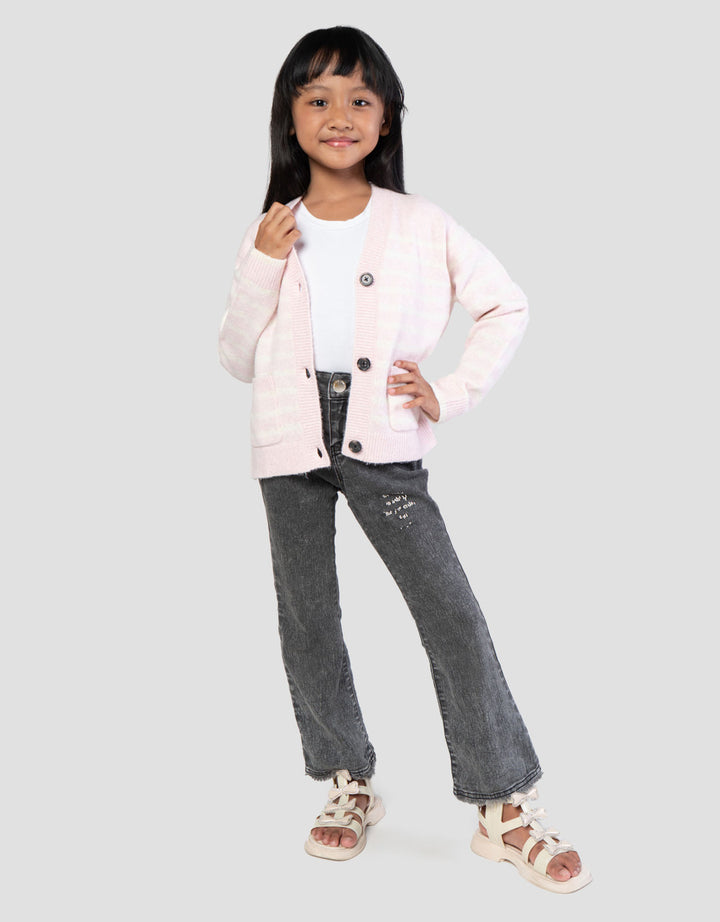 Suko Motif Souffle Yarn Stripe Suko Souffle Yarn  Jaket Cardigan Anak Perempuan