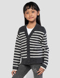 Suko Motif Souffle Yarn Stripe Suko Souffle Yarn  Jaket Cardigan Anak Perempuan