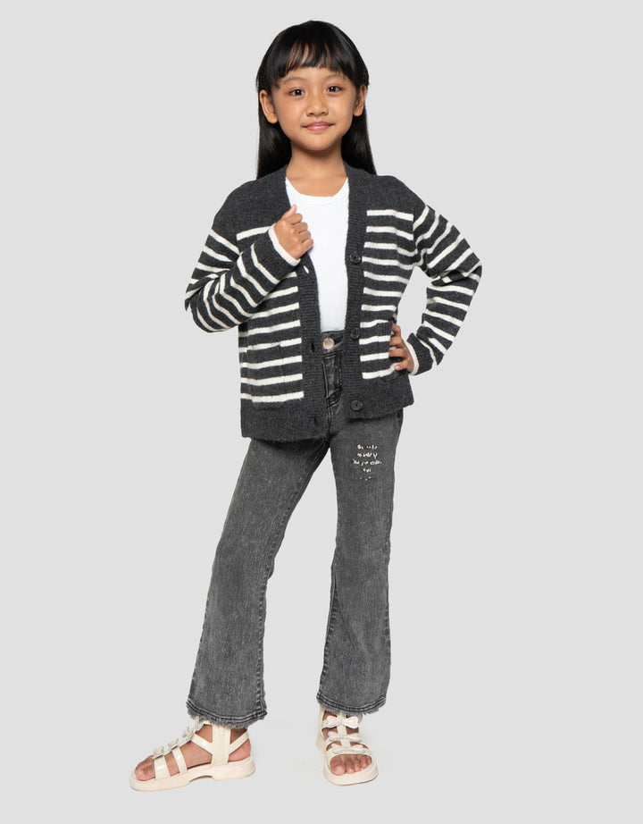 Suko Motif Souffle Yarn Stripe Suko Souffle Yarn  Jaket Cardigan Anak Perempuan