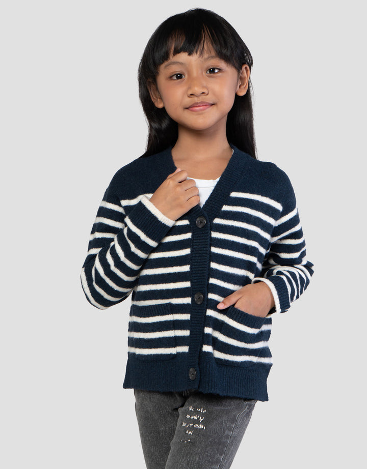 Suko Motif Souffle Yarn Stripe Suko Souffle Yarn  Jaket Cardigan Anak Perempuan