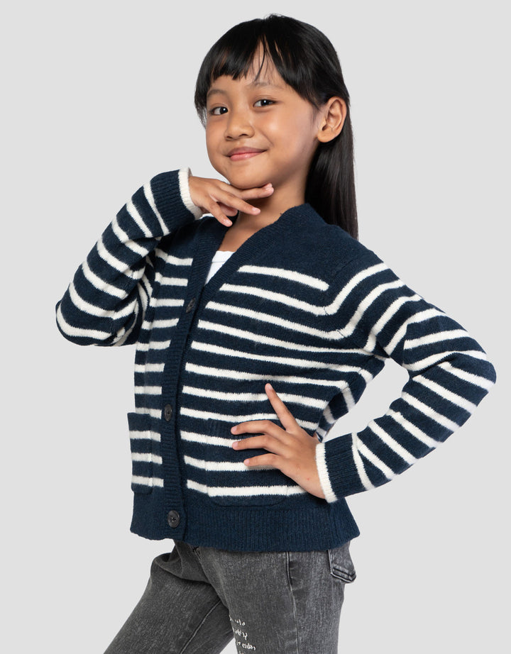 Suko Motif Souffle Yarn Stripe Suko Souffle Yarn  Jaket Cardigan Anak Perempuan