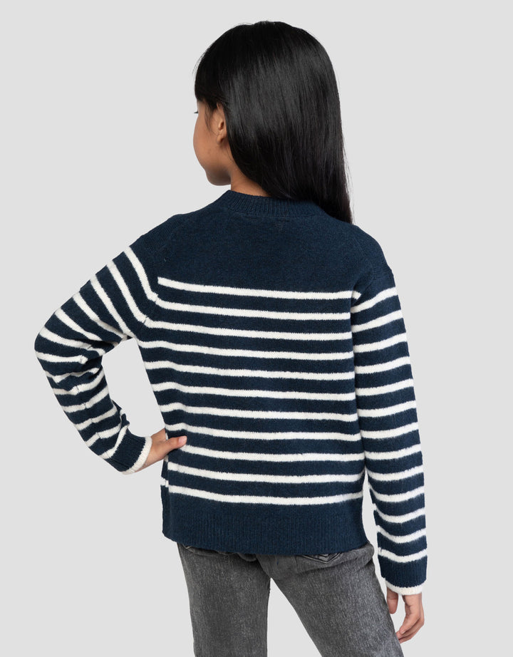 Suko Motif Souffle Yarn Stripe Suko Souffle Yarn  Jaket Cardigan Anak Perempuan