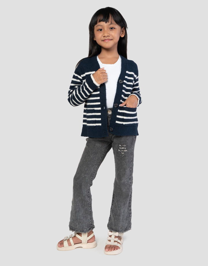 Suko Motif Souffle Yarn Stripe Suko Souffle Yarn  Jaket Cardigan Anak Perempuan