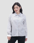 MxM Connexion Lace Stripe Kemeja Lengan Panjang Wanita